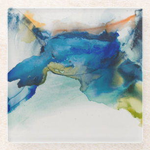 Dessous-de-verre En Verre Terrain Abstrait - Bleu