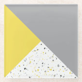 Dessous-de-verre En Verre Terrazzo gris jaune moderne (Devant)