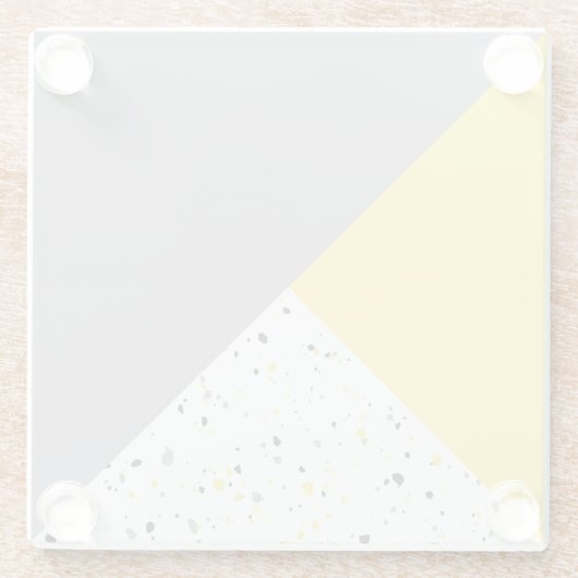 Dessous-de-verre En Verre Terrazzo gris jaune moderne (Dos)