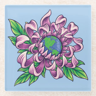 Dessous-de-verre En Verre Terre en fleurs