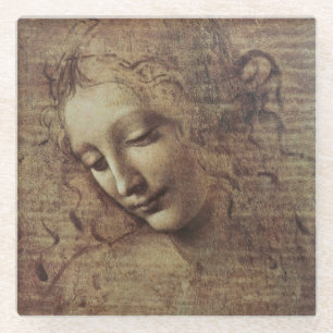 Dessous-de-verre En Verre Tête d'une jeune femme avec les cheveux ébouriff