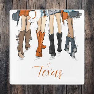 Dessous-de-verre En Verre Texas Ladies Fashion Boots Cowboy Orange Custom