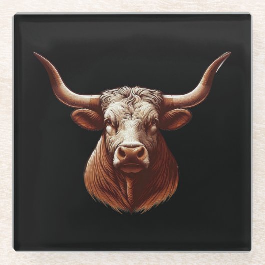 Dessous-de-verre En Verre Texas Longhorn (Devant)