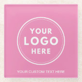 Dessous-de-verre En Verre Texte du logo rose simple (Devant)