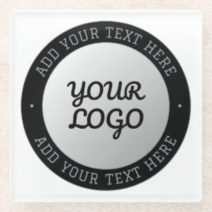 Dessous-de-verre En Verre Texte personnalisable & Votre logo Dégradé gris