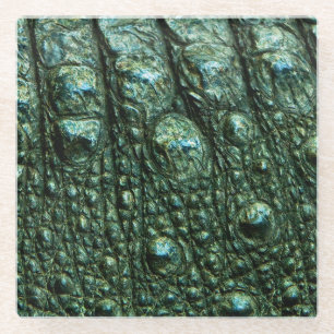 Dessous-de-verre En Verre Texture de la peau de l'alligator vert