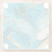 Dessous-de-verre En Verre Texture de marbre Turquoise et or Argent (Dos)