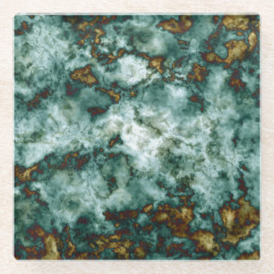 Dessous-de-verre En Verre Texture de marbre verte avec des veines