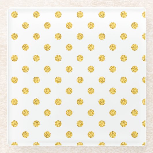 Dessous-de-verre En Verre Texture de points de paillettes dorées Polka (Devant)
