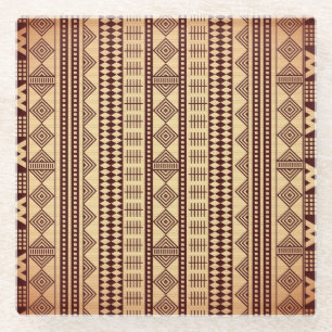 Dessous-de-verre En Verre Texture ethnique Brown