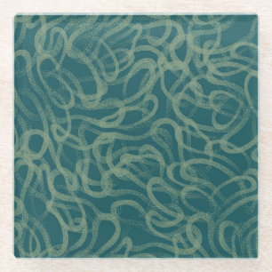 Dessous-de-verre En Verre Texture étouffée complexe, abstraite turquoise