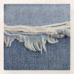Dessous-de-verre En Verre Texture jean déchiré, arrière - plan élégant.