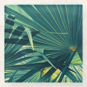 Dessous-de-verre En Verre Texture tonique à feuille de palme striée