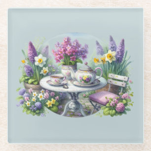 Dessous-de-verre En Verre Thé à la Fleur Vintage dans le Jardin