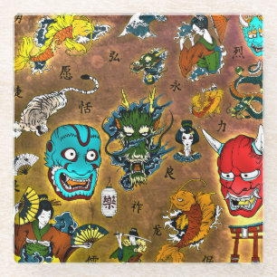 Dessous-de-verre En Verre Thème japonais