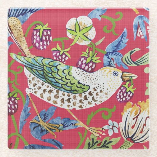 Dessous-de-verre En Verre Thief fraise William Morris (Devant)