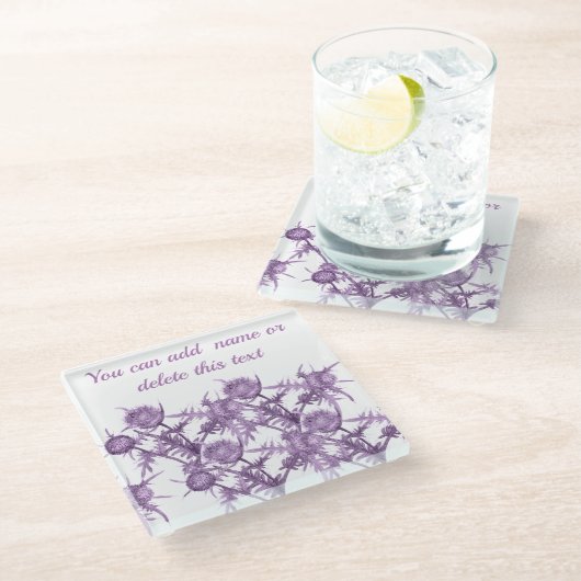 Dessous-de-verre En Verre THISTTLE violet motif (Incliné)