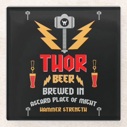 Dessous-de-verre En Verre Thor Bière Paganisme germanique (Devant)