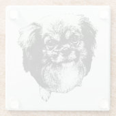 Dessous-de-verre En Verre Tibetan Spaniel Coaster – Monochrome Dog Art (Dos)