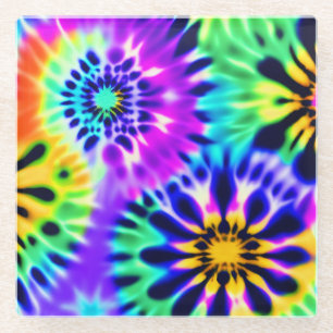 Dessous-de-verre En Verre Tie Dye Swirling Motif Design