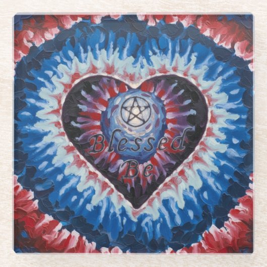 Dessous-de-verre En Verre TieDyeHeart (Devant)