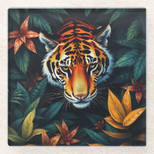 Dessous-de-verre En Verre « Tigre à Moi » – Portrait de Tigre Coloré