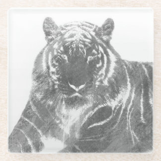 Dessous-de-verre En Verre Tigre noir et blanc