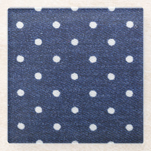Dessous-de-verre En Verre Timbre de pois : texture en tissu denim.