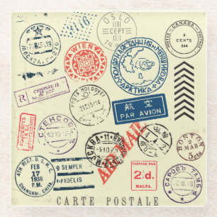 Dessous-de-verre En Verre Timbres vintages : Collection de décors intemporel