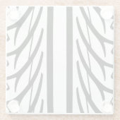 Dessous-de-verre En Verre Tire Texture Motif Abstrait en noir et blanc (Dos)