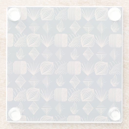 Dessous-de-verre En Verre Tissu Tribal des Caraïbes audacieux : bleu marine, (Dos)