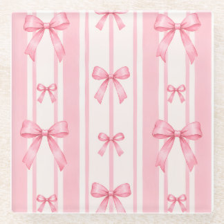 Dessous-de-verre En Verre Titre : motif transparent à rayures roses et à noe