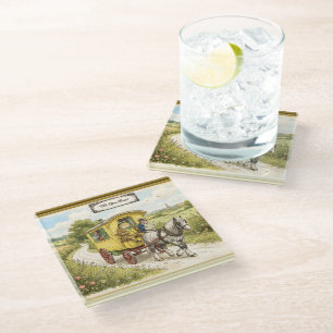 Dessous-de-verre En Verre Toad Mole et Ratty sur la route