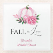 Dessous-de-verre En Verre Tomber en amour Rose Pâle Citrouille Mariage Rusti (Devant)