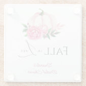 Dessous-de-verre En Verre Tomber en amour Rose Pâle Citrouille Mariage Rusti (Dos)