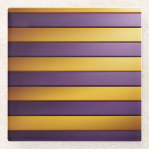 DESSOUS-DE-VERRE EN VERRE TONNES DE PURPLE & GOLD STRIPES