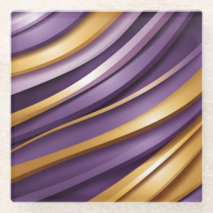 DESSOUS-DE-VERRE EN VERRE TONNES DE PURPLE & GOLD STRIPES