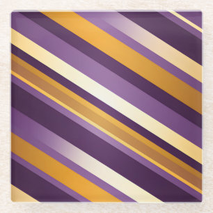 DESSOUS-DE-VERRE EN VERRE TONNES DE PURPLE & GOLD STRIPES