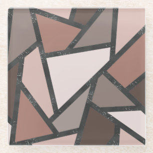 Dessous-de-verre En Verre Tons de motif en vitrail marron