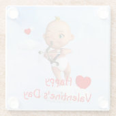Dessous-de-verre En Verre Toon Baby Cupid Flying with a Bow and Flrow (Dos)