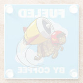 Dessous-de-verre En Verre Tortue Drôle Alimentée Par Cartoon Jet Pack Café (Dos)