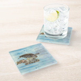 Dessous-de-verre En Verre Tortue marine peinte à la main
