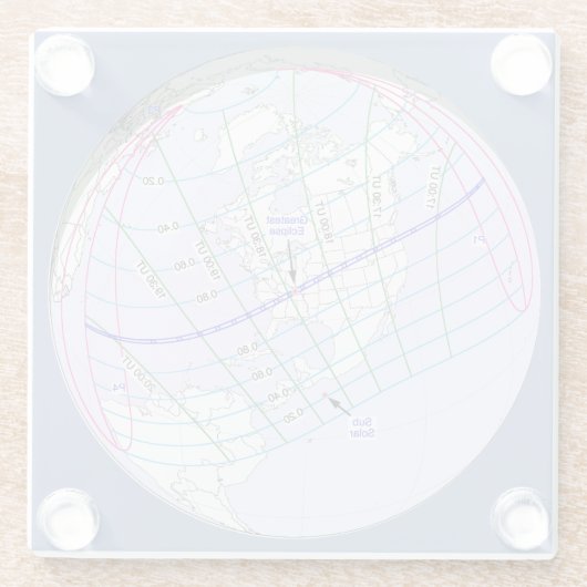 Dessous-de-verre En Verre Total Solaire Eclipse 2017 Global Path (Dos)