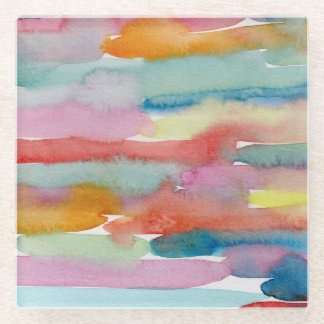 Dessous-de-verre En Verre Touches de brosse Abstrait d'aquarelle vives