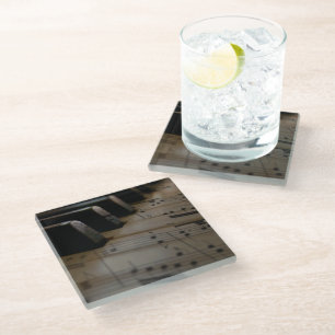 Dessous-de-verre En Verre Touches de piano de musique ancienne