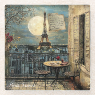 Dessous-de-verre En Verre Tour Eiffel vintage Paris Art de voyage romantique