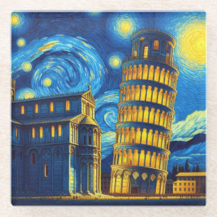 Dessous-de-verre En Verre Tour Starry Night Leaning De Pise Italie