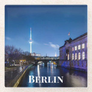 Dessous-de-verre En Verre Tour TV et île musée à Berlin, Allemagne