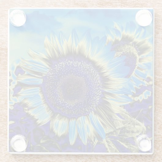 Dessous-de-verre En Verre Tournesol bleu (Dos)