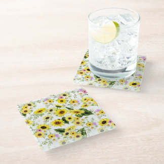 Dessous-de-verre En Verre Tournesol d'aquarelle 7